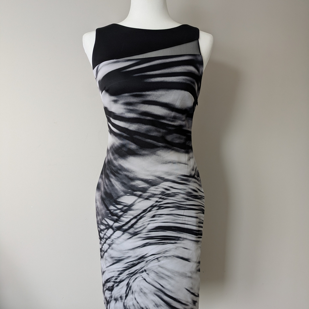 Julia Jordan Black and White Patterned Midi Dress